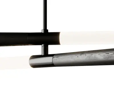 Colt Linear LED Wood Black Chandelier 3D model
