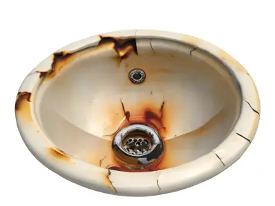 Grungy Rusted Porcelain Sink Basin Low-poly 3D model