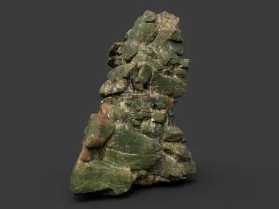 Low poly Mossy Jungle Cliff Modular 210417 Low-poly 3D model