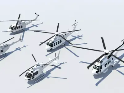 Multi-Mission Helicopter Pack 5 Static Low Poly  Scenery Ready