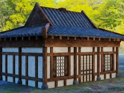 Japanese House 3D model Low-poly 3D model