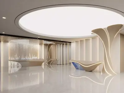 Futuristic Minimalist Reception Lobby 3D model