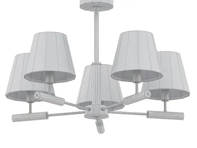 SIMEN five light chandelier in brass with shades 3D model