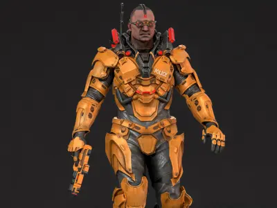 Cyborg Cop Low-poly 3D model