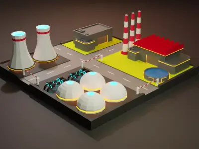 Lowpoly Nuclear Fabrica - Facility Low-poly 3D model
