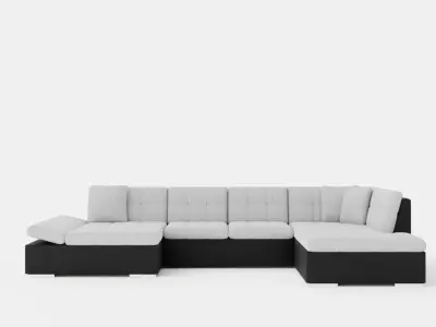 Zumar U Bed Sofa Divan With Storage Left Black Light Low-poly 3D model