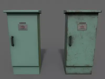 PBR Electric Box Green V5 Low-poly 3D model
