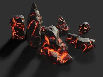 Mountain lave rocks - 3D Models PBR Pack 13 Low-poly 3D model