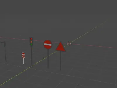 Simple modular street pack Free low-poly 3D model