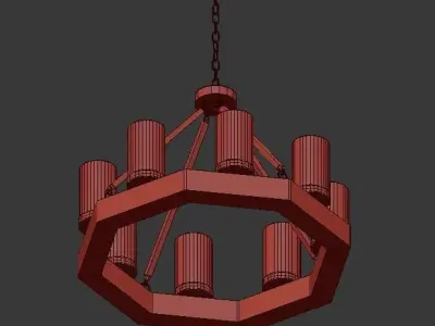 JASPER wooden chandelier with glass candle holders 3D model