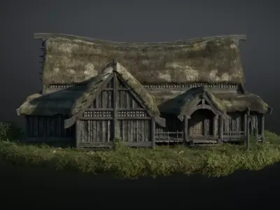 Skyrim Style Viking Town Kit - Medieval Village  Low-poly 3D model