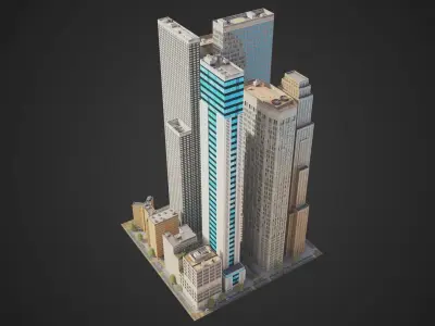 Realistic City District H20-H36 MAYA Low-poly 3D model