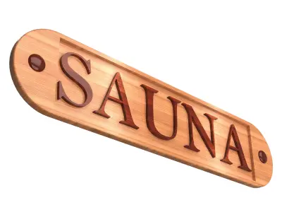 Wooden Sauna Sign Low-poly 3D model