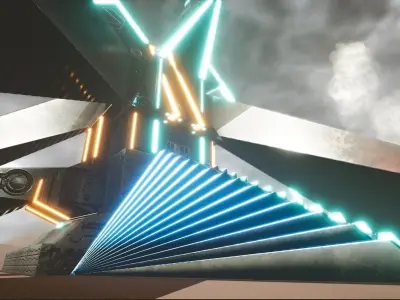 sci fi temple- Cyberpunk design - Game-Ready Low-poly 3D model