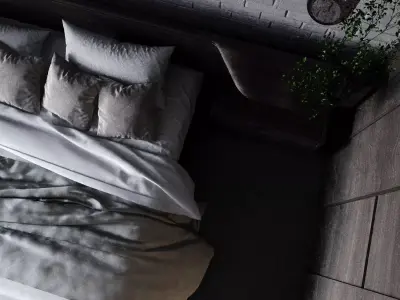 White Brick Bedroom 3d Scene 3D model