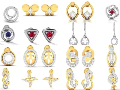 97 LIGHT WT EARRINGS 3D Model Pack