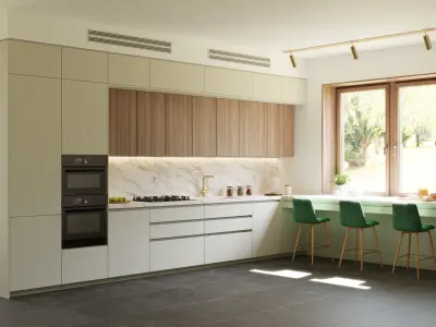 Modern L-Shape Kitchen 3D model