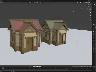Medieval wooden hut Low-poly 3D model