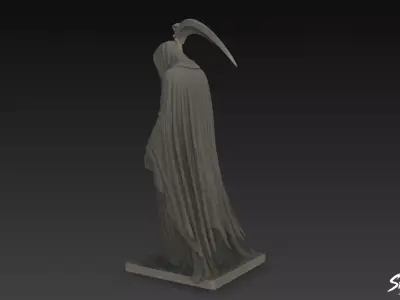 Death Reaper Statue Mourning Pose Low-poly 3D model