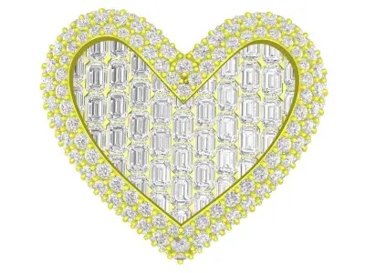 A7829 Luxury Hip Hop Heart Ring 3D print model