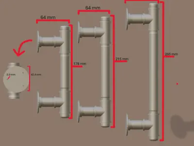 Steampunk Pipe Door Drawer Handle 3D print model