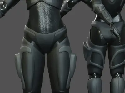 Warrior Girl in the Sci-fi Armor Low-poly 3D model