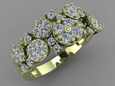 Daimonds Halos with Daimonds Heads 3D Daimond Ring Model 3D print model