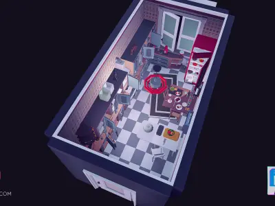 1980 - Retro Youth Room  3D Mid Poly  Low-poly 3D model