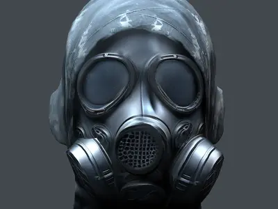 Gas mask helmet 3d model military combat Low-poly 3D model
