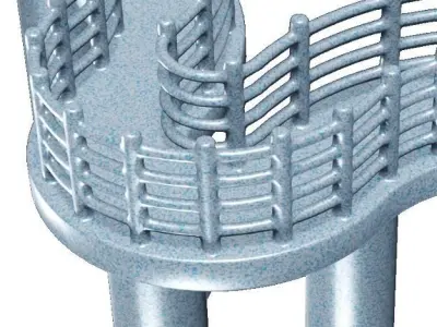 Spectacular Curve Bridge Low-poly 3D model