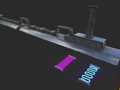 CyberPunk Neon Lamps Set Low-poly 3D model