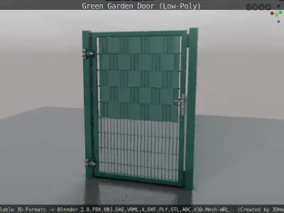 Green Rigged Garden Door - Low-Poly Low-poly 3D model