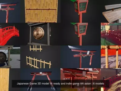 Japanese Game 3D model Vr ready and indie game AA asian 3D Model Pack