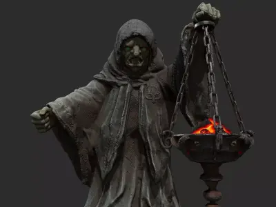 Old Statue 2 Low-poly 3D model