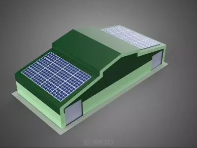 SOLAR PANEL GRANARY SHED DEPOT BARN FARM AGRICULTURAL WAREHOUSE 3D model