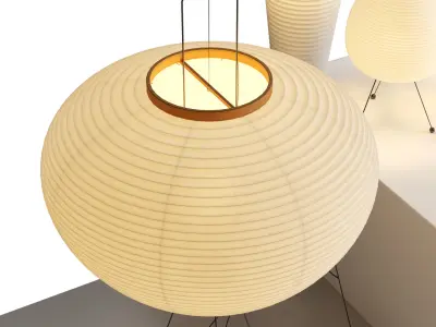 Rice Paper Floor Lamp scene Low-poly 3D model