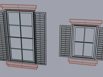 Architectural window with surrounds large and small 3D model