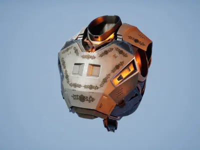 Mechanical Chest Torso Robot with Cables Carvings 3D model 3D model