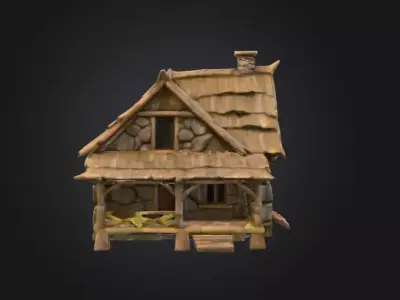 Medieval Stone Cottage Low-poly 3D model