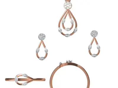 Light wt Ring Earrings Pendant set 3dm stl 1-render details 3D print model 6