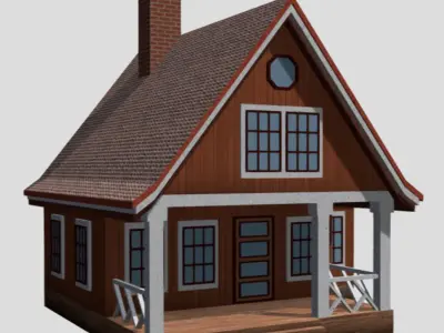 American Style Cottage - Town House Model Low-poly 3D model