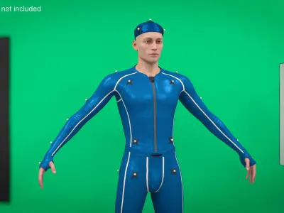  Actor in Motion Capture Suit Blue 