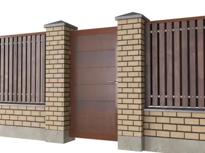 Brick fence 3D model