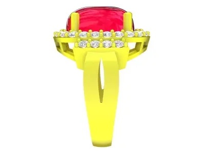 Oval Center Stone Ring with Double Diamond Halo 6579 3D print model