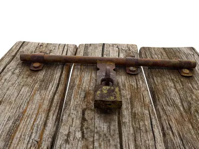 Grungy door latch   Low-poly 3D model