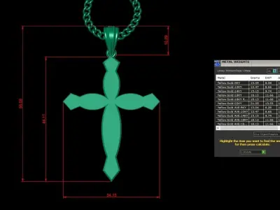 Light Gold 18K Cross Pendant 1CP056 3D print model