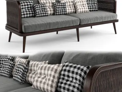 Wooden Rattan Furniture Collection modul3 3D Model Pack