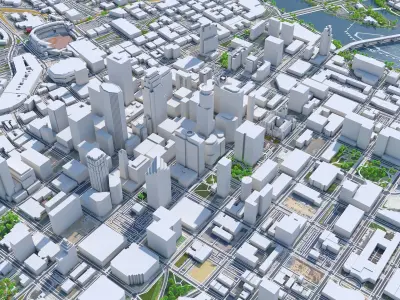 Minneapolis Downtown Minnesota USA Low-poly 3D model