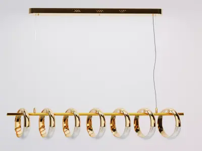 modern chandelier with 7 rotating circles 3D model