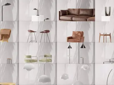 Philomesh Interior Furniture 3D model Collection 1 3D Model Pack